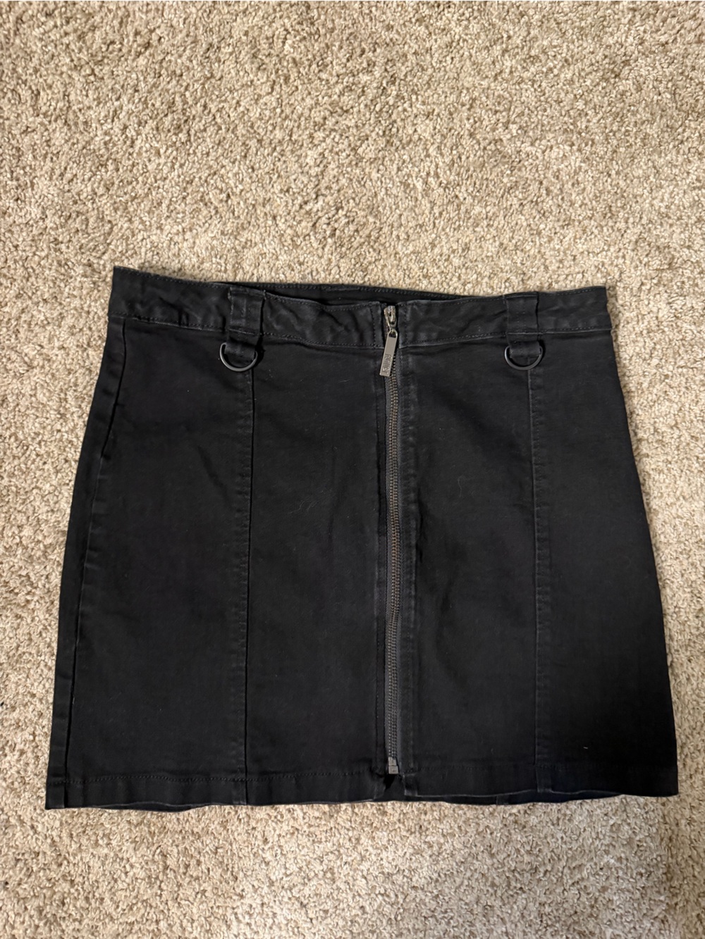 Killstar Black Front Zip D-Ring Mini Skirt